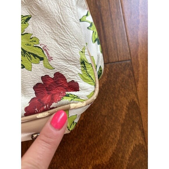 TIGNANELLO Bed of Roses Soft Leather Handbag Shoulder Bag Red Roses White Purse - Picture 4 of 13